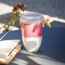 Load image into Gallery viewer, Coral Pink 12oz Ceramic Travel Mug