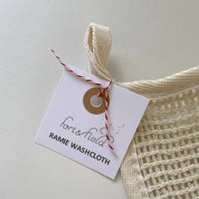 Load image into Gallery viewer, Natural exfoliating square eco ramie washcloth with loop