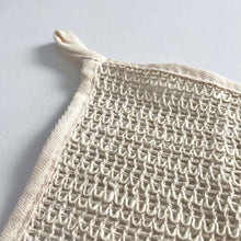 Load image into Gallery viewer, Natural exfoliating square eco ramie washcloth with loop