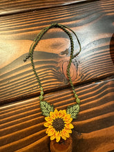 Load image into Gallery viewer, Sunflower Macrame Necklace Handmade in Costa Rica