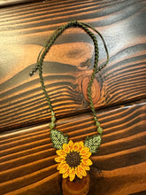 Load image into Gallery viewer, Sunflower Macrame Necklace Handmade in Costa Rica