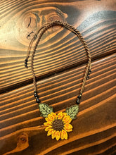 Load image into Gallery viewer, Sunflower Macrame Necklace Handmade in Costa Rica