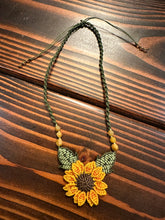Load image into Gallery viewer, Sunflower Macrame Necklace Handmade in Costa Rica