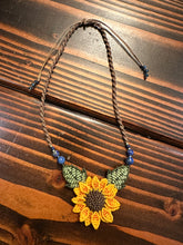 Load image into Gallery viewer, Sunflower Macrame Necklace Handmade in Costa Rica