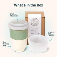 Load image into Gallery viewer, Sage Green 12oz Ceramic Travel Mug