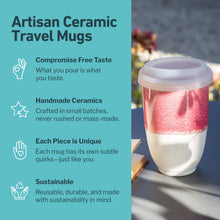 Load image into Gallery viewer, Coral Pink 12oz Ceramic Travel Mug