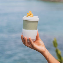 Load image into Gallery viewer, Sage Green 12oz Ceramic Travel Mug