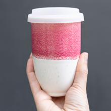 Load image into Gallery viewer, Coral Pink 12oz Ceramic Travel Mug
