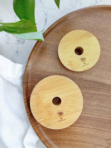 Wide Mouth Bamboo Mason Jar Lid with hole