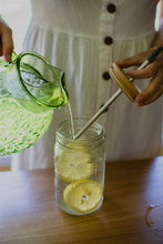 Load image into Gallery viewer, Wide Mouth Bamboo Mason Jar Lid with hole
