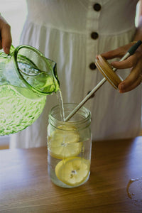 Wide Mouth Bamboo Mason Jar Lid with hole