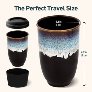 Monsoon Ceramic Mug – 12oz Reusable Cup with Lid
