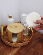 Load image into Gallery viewer, Bamboo Storage Box + Hemp Cotton Rounds | Zero Waste Beauty
