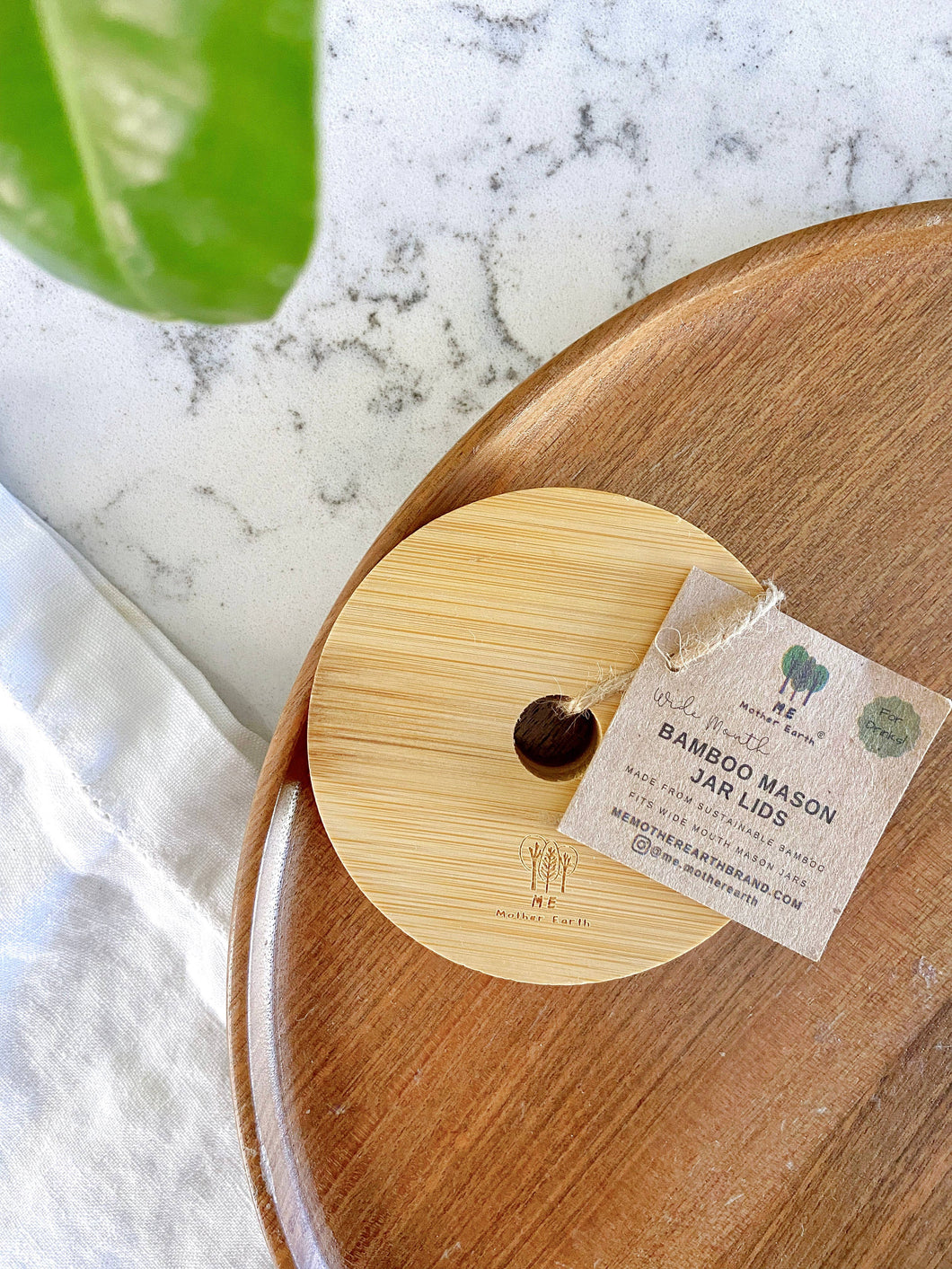 Wide Mouth Bamboo Mason Jar Lid with hole