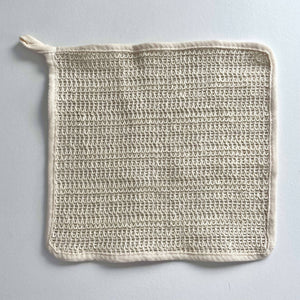 Natural exfoliating square eco ramie washcloth with loop