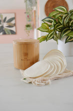 Load image into Gallery viewer, Bamboo Storage Box + Hemp Cotton Rounds | Zero Waste Beauty
