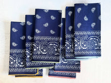 Load image into Gallery viewer, Navy Blue Bandana Cloth Napkins, set of four
