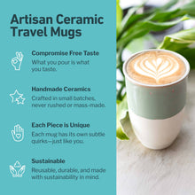 Load image into Gallery viewer, Sage Green Ceramic Travel Mug – 12oz Reusable Cup
