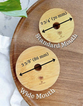Load image into Gallery viewer, Wide Mouth Bamboo Mason Jar Lid with hole

