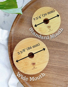 Wide Mouth Bamboo Mason Jar Lid with hole