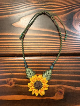 Load image into Gallery viewer, Sunflower Macrame Necklace Handmade in Costa Rica
