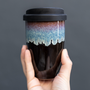 Monsoon Ceramic Mug – 12oz Reusable Cup with Lid