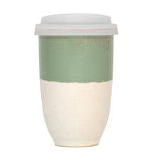 Load image into Gallery viewer, Sage Green Ceramic Travel Mug – 12oz Reusable Cup
