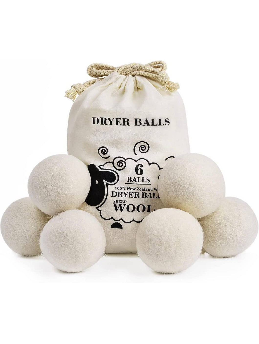 Organic Wool Dryer Balls Set Of 6
